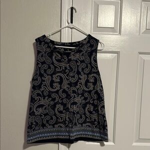 Talbots Navy and White Paisley Tank Top